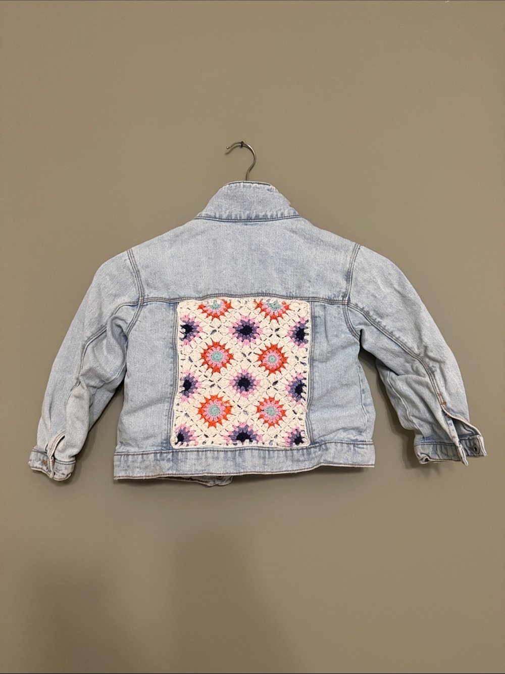 Zara Kids Light Blue Denim Jacket with crochet back